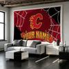 Custom Name Calgary Flames Printed Tapestry – Wall Hanging for Bedrooms, Dorms, and Home Decor