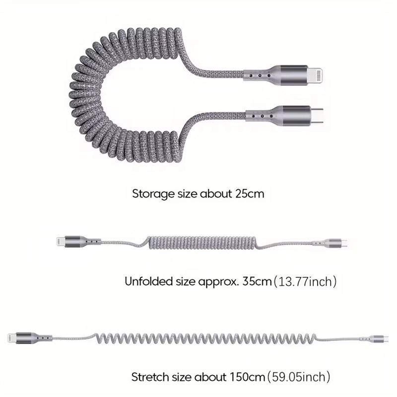 PD 20W USB Type C пружинный автомобильный кабель для быстрой зарядки для iPhone 14 13 12 11 Pro Max USB C кабель для передачи данных для iPad USB C провод