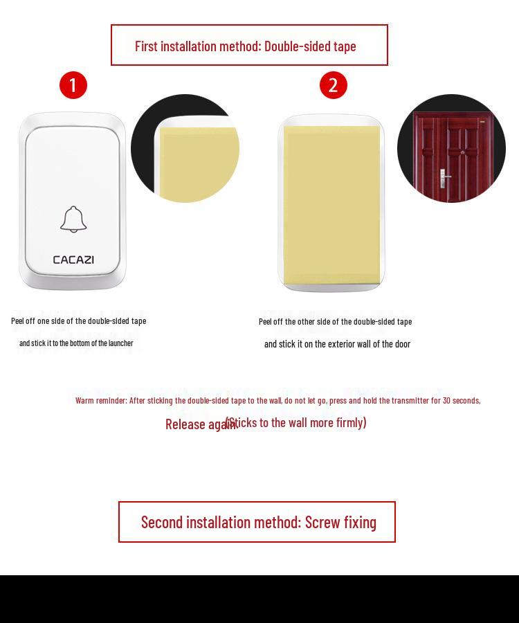 Wireless Waterproof Doorbell with Long Range, 58 Melodies, 4 Volume Levels, and Memory Function