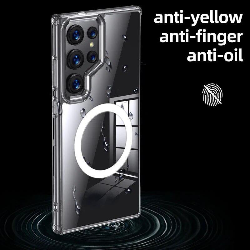 Чехол Magsafe для Samsung S24 Ultra, магнитный чехол с беспроводной зарядкой, полупрозрачный матовый противоударный акриловый чехол-бампер для Samsung S23 Ultra S23 FE