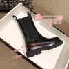 Mona Height-Boosting Women's Mid-Calf Chelsea Boots - British Style, Thick-Soled, Plus Velvet