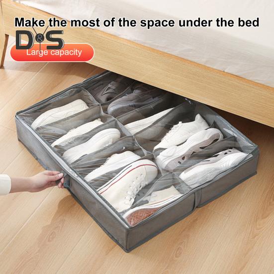 Регулируемый органайзер для обуви, экономящий место, контейнер для обуви большой емкости, складная конструкция, контейнер для хранения обуви с застежками-молниями