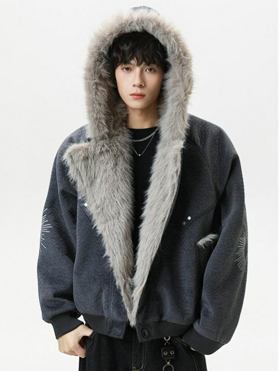 Мужская модная зимняя куртка из ПУ-кожи и хлопка с изображением горного орла - Толстая, теплая верхняя одежда для пар