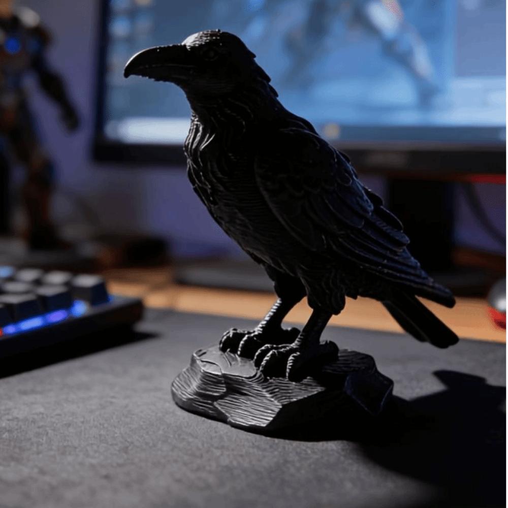 3D Printed Simulation Crow Model Raven Prop Bird Ornaments Craft Crow Statue Crafts Farm