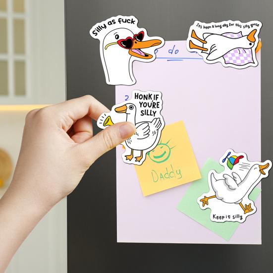 12 шт. Магнит на холодильник "Глупый гусь" для дома, офиса, кухни, шкафчика, холодильника, ПВХ, водонепроницаемый, мультяшный