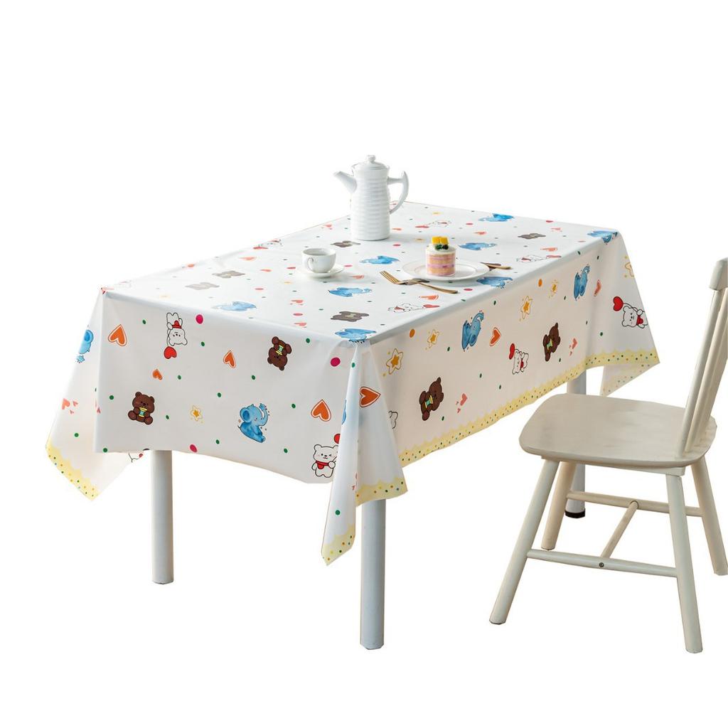 Waterproof And Oil-Proof Leave-In Tablecloth Peva Cream Rectangular Picnic Mat Student Dormitory Dining Table Mat