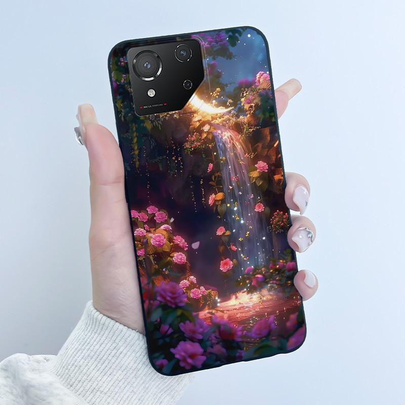 Чехол для Asus ROG Phone 8 Чехол для телефона ROG 8 Pro Роскошный Милый Кролик с Сердечком Забавный Черный Мягкий ТПУ Силикон Защитная Задняя Крышка