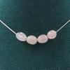 Stones and Minerals. Necklace 4 Beads Rose Quartz from Brazil Stainless Steel Chain Necklace for Women, Men. Customizable Size
