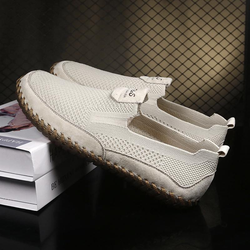 Модная мужская сетчатая обувь для отдыха и прогулок, дышащая мужская летняя обувь, легкие повседневные мокасины, обувь для отдыха на природе, нескользящие мужские туфли на плоской подошве