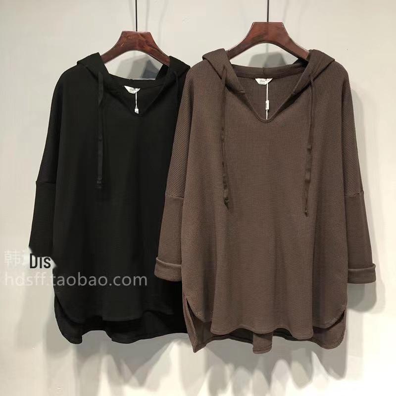 Топы больших размеров с вафельным капюшоном и длинными рукавами: Весна осень