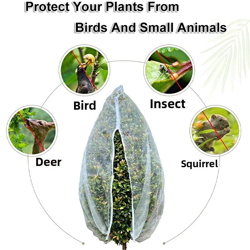 1 шт., прочная сетка для защиты от насекомых и птиц, для фруктовых деревьев, затягивающаяся на шнурок и молнию, большая, очень толстая сетка для защиты от насекомых, садовая сетка