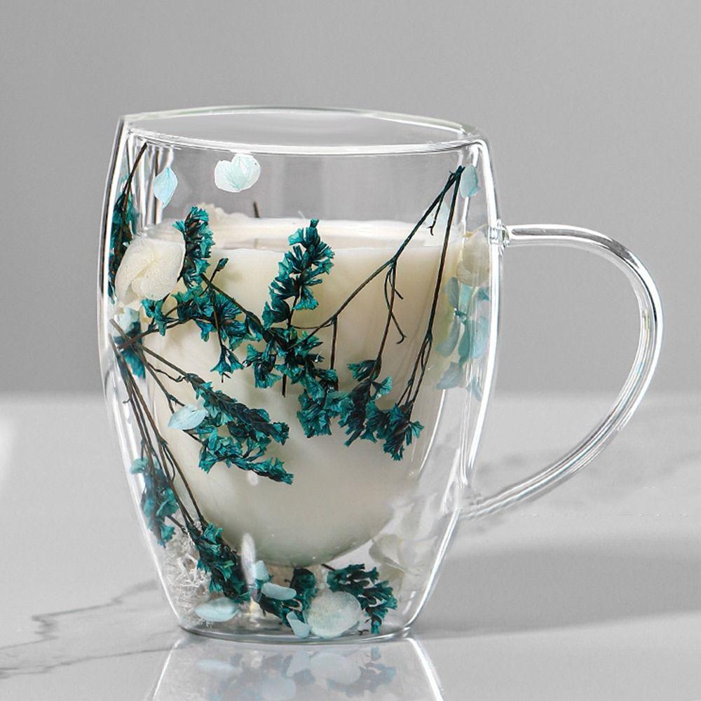 350 мл сухоцветы стеклянные кружки прозрачная кофейная кружка креативная двойная стеклянная чашка для дома и офиса
