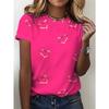 Ladies Love Print 3D T-shirt Round Neck Short Sleeved Soft Daily Top Comfortable Casual Shirt Fashiona Printed Design