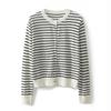 Round-neck Striped Knit Cardigan Summer New Spring Striped Color-blocked Wool Knit Cardigan Women's Jacket Top