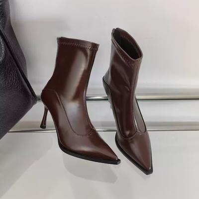 Осень-зима женские тонкие ботильоны модные элегантные туфли с острым носком на тонком высоком каблуке женские короткие ботильоны Morder