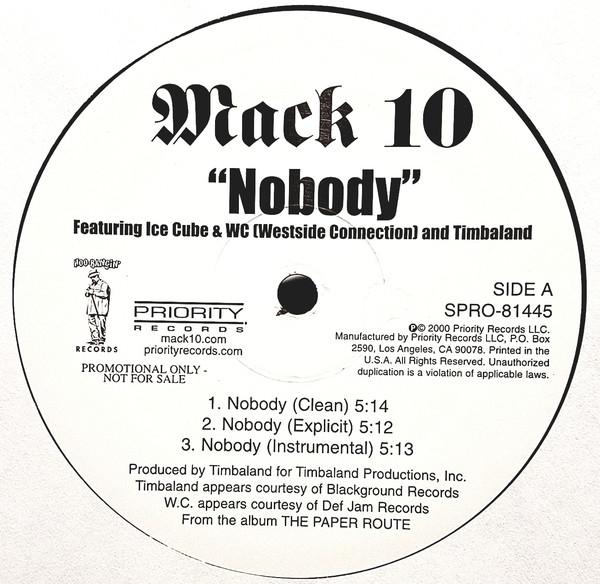 12-дюймовая пластинка MACK 10 - Nobody / Pop X SPRO81445PROMO Priority Record 2000 US Rap & Hip-Hop/R&B Б/у