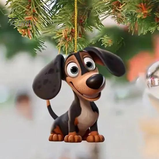 Подвесное украшение для автомобиля, симпатичная собачка, подвеска для зеркала заднего вида с шнурком, простая в установке акриловая подвеска для автомобильного зеркала