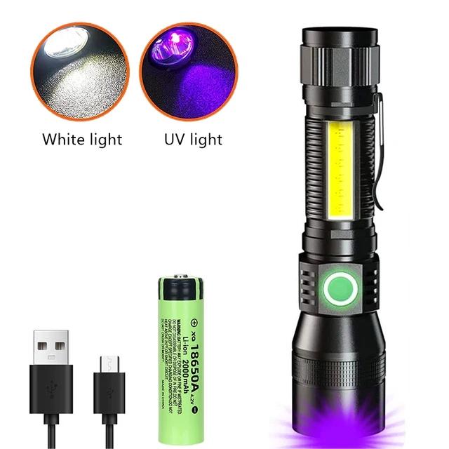 1200Lumen LED Flashlight With Magnetic UV Light Flashlight COB Side Light LED Torch Zoomable Outdoor Waterproof For Camping