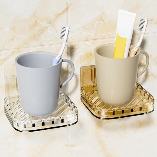 Wall-mounted Soap Box with Removable Drainage Tray Strong Load-bearing Self Adhesive Easy