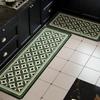 Нескользящий кухонный ковер Ретро Зеленый Длинный Полосатый Коврик для пола Маслостойкий ПВХ кожа Моющиеся коврики для кухонного коврика