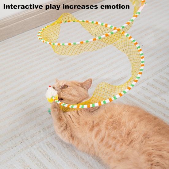 Cat Tunnel Toy Foldable Interactive Self Play Cat Hunting Spiral Tunnel Toy with Plush And Feather Toys for Indoor Cats