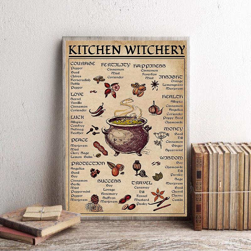 Funny Posters Prints Decoration Canvas Wall Pictures Home Decor Witches Magic Knowledge Art Painting Gifts Kitchen Witchery