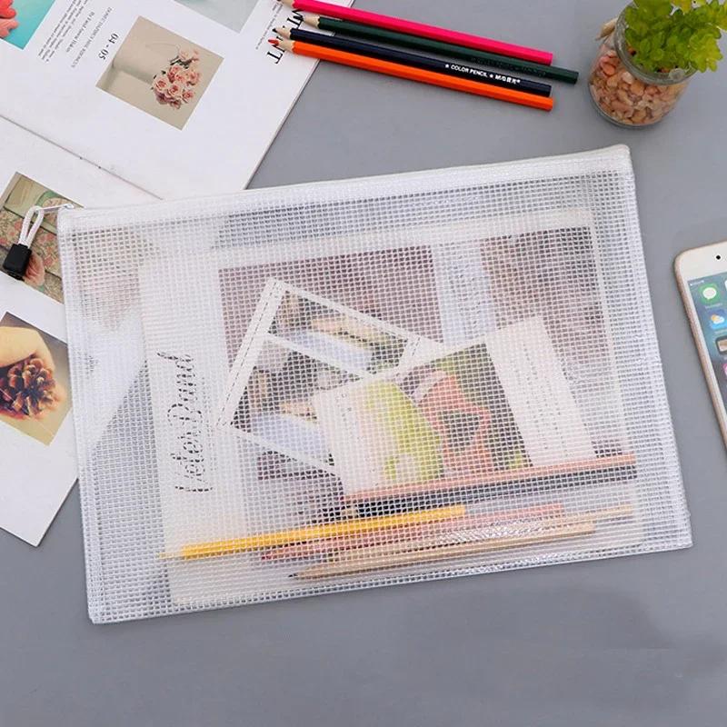 4/8 шт. сетчатая сумка для документов, водонепроницаемая папка на молнии на молнии A3/A4/A5/A6, школьные канцелярские принадлежности, пенал, сумки для хранения