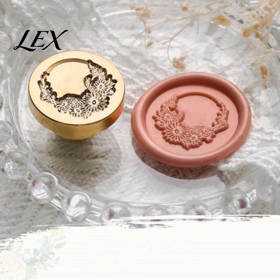 Handmade Stationery Accessory Wax Seal Stamp, Vintage Plant Pattern Head, Durable Flower Embossing Stamp Copper Head Replacement, for Envelope