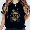 Kawaii Cute Mushroom Printing Pattern 2024 Lady Top Short Sleeve O-Neck Clothing New Black Printing Fashion Aesthetic T-Shirt Unisex