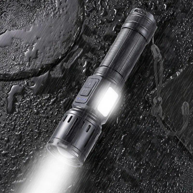 Светодиодный мощный фонарик USB перезаряжаемая вспышка с зумом тактический фонарь для дальнего выстрела фонарь для кемпинга на открытом воздухе аварийной ситуации