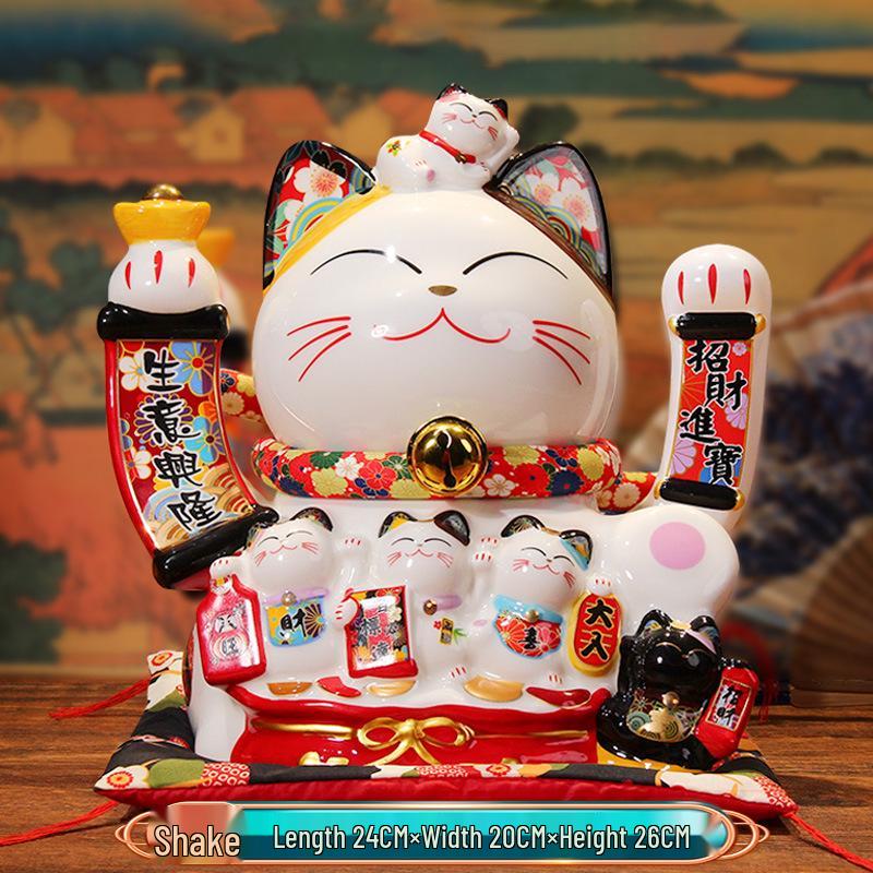 Automatic Waving Fortune Cat Figurine - New Style Housewarming Gift for Front Desk or Shop
