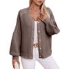 Women's Autumn And Winter Solid Color Button Knitted Cardigan Jacket Casual Loose Sleeve Sweater