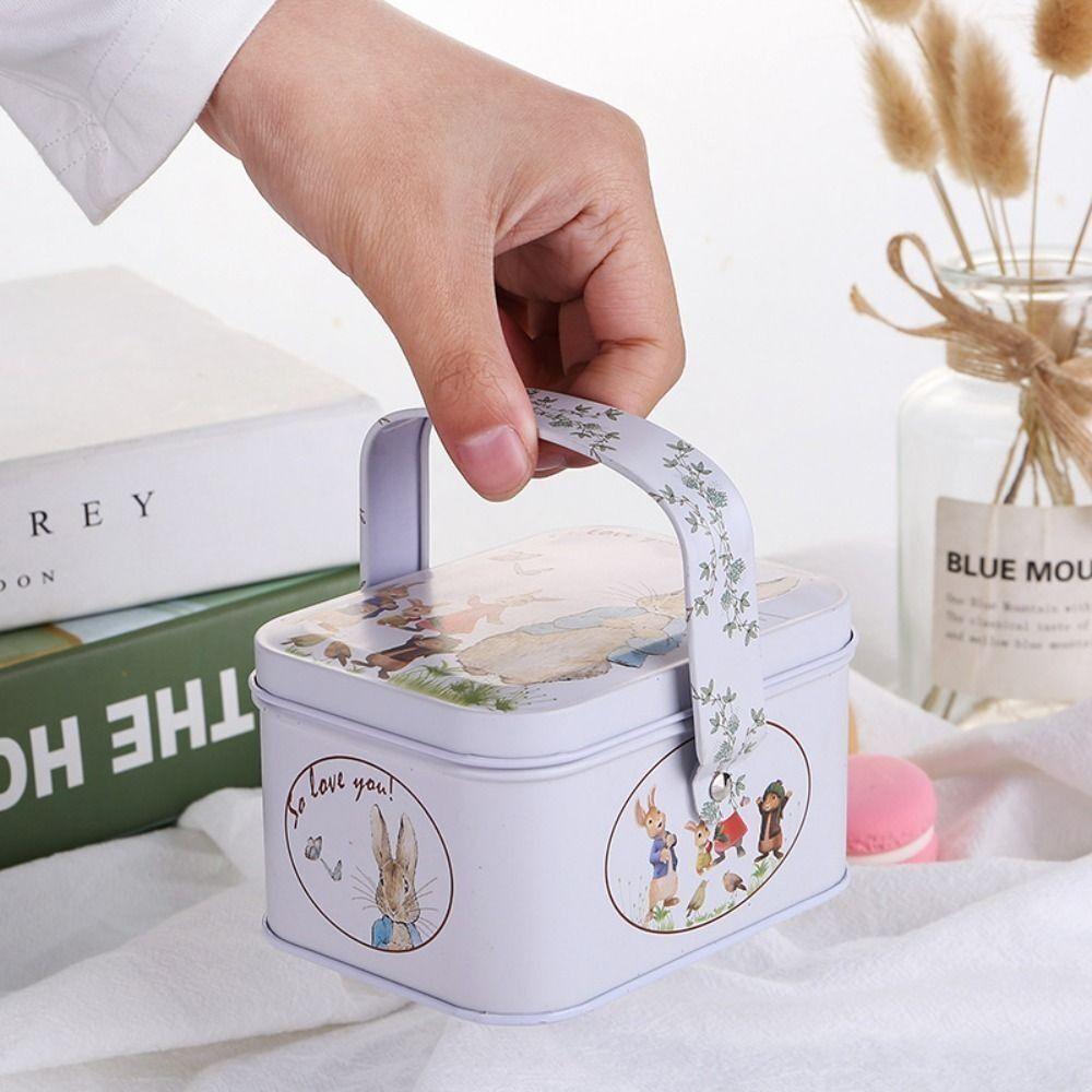 Tinplate Easter Tin Metal Box Easter Supplies Candy Box New Rabbit Storage Box