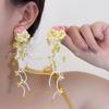 Wool Flower Glass Bead Fringed Earrings Light Luxury High Sense Exquisite Stud Earrings Niche Design Temperament Earrings Women