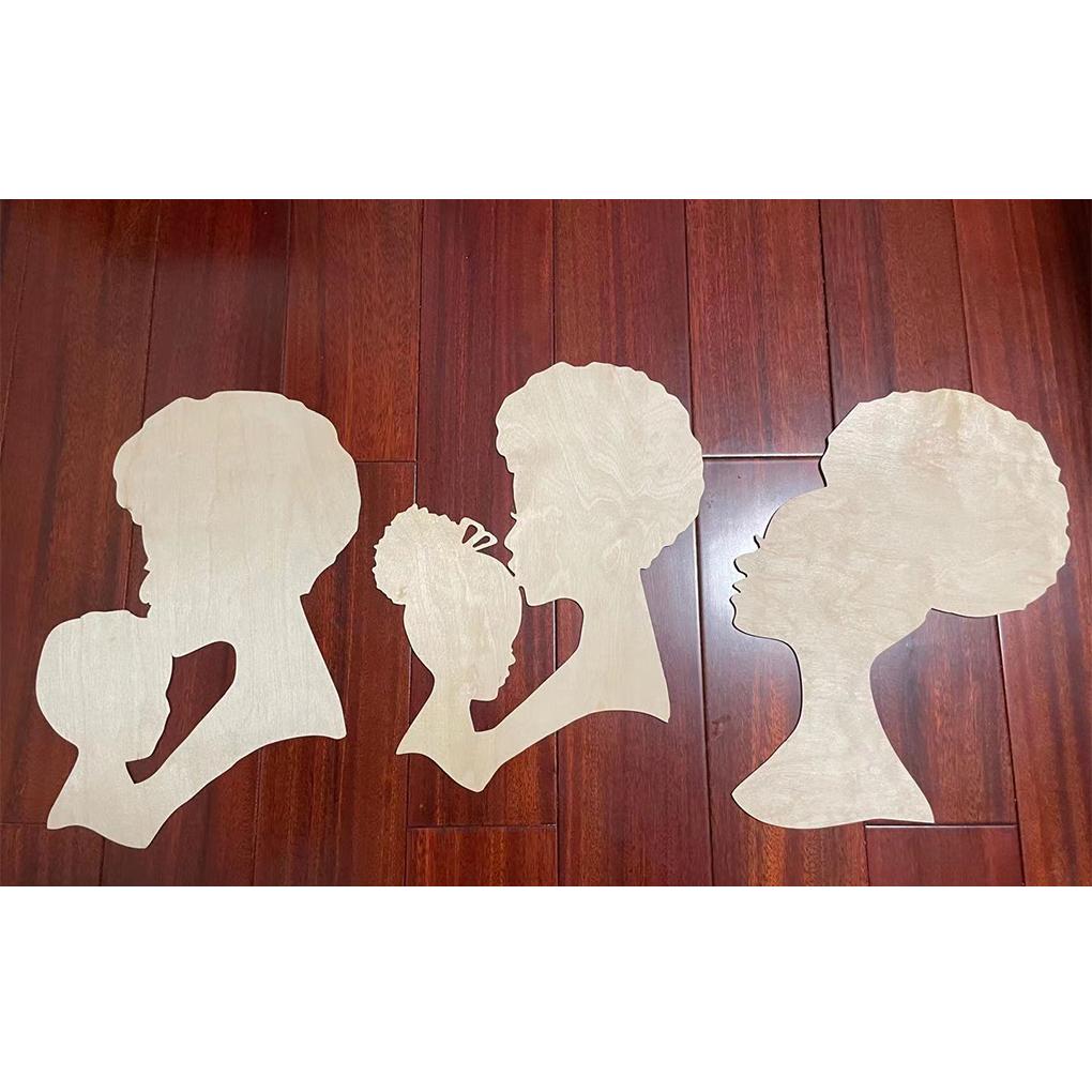 Head Silhouette Mother's Day Wooden Wreath Template DIY Craft Home Decoration Board