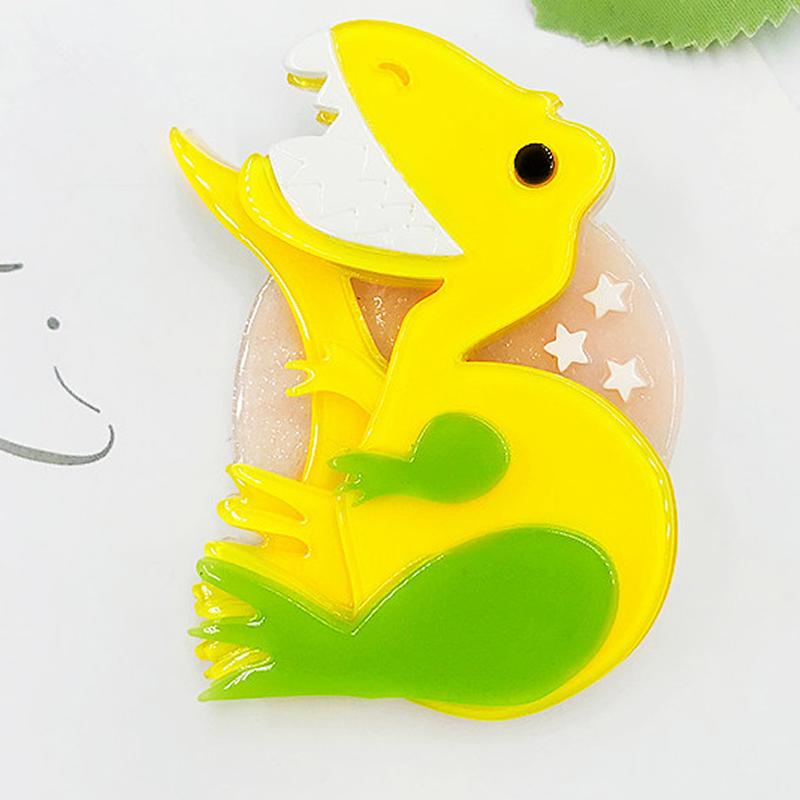 Blucome Cartoon Acrylic Creative Tyrannosaurus Rex Brooch for Women Men Bag Suit New Year Gift