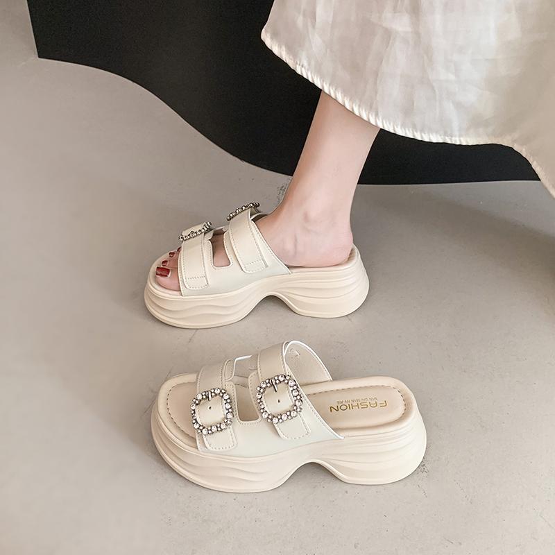 Fashion Luxury Female Slides Ladies Platform Slippers 2025 Summer Retro Concise Women's Flip-flops Pantofle Platfor Chanclas De Mujer
