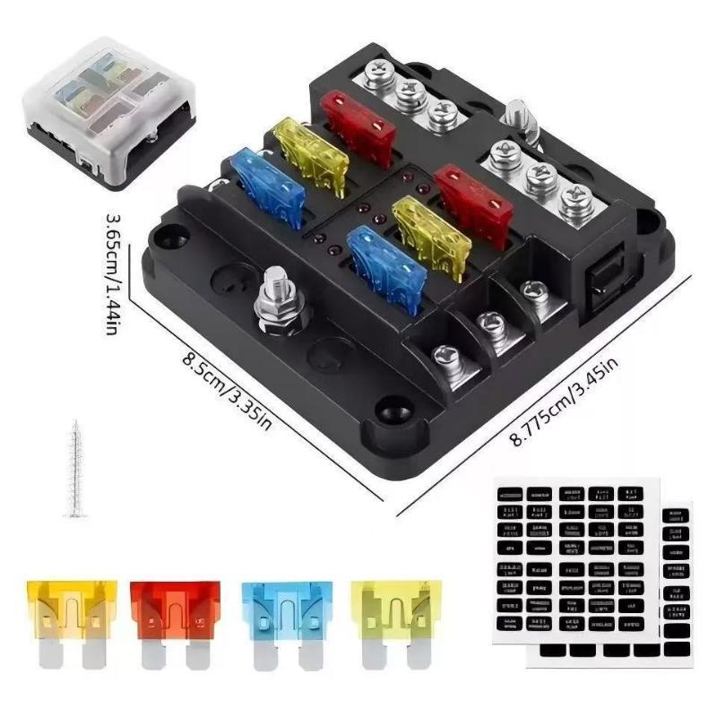 Universal Blade Fuse Box Holder 6/12 Circuit 12V 24V Durable Fuse Block for Automotive Car Marine Boat Off-road Vehicle