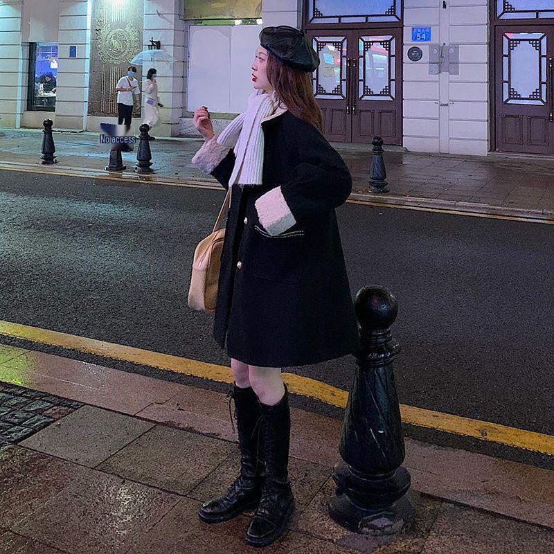 Hepburn Style Women's Tweed Coat - Autumn/Winter Loose Fit, Trendy Fragrance-Inspired Thickened Outerwear