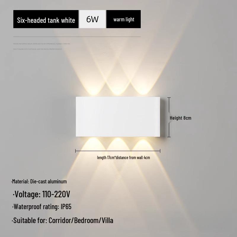 Waterproof LED Outdoor Wall Lamp, Single Head Up/Down Spotlight for Courtyard, Bedroom, Corridor, Hallway