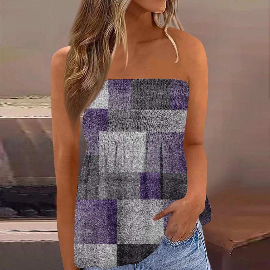 Tube Tops For Women,Cute Sexy Off Shoulder Print Sleeveless T-Shirt