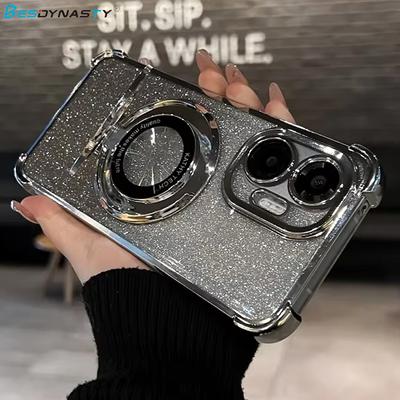 Роскошный блестящий чехол-подставка для телефона для Xiaomi POCO F7 X7 F6 X6 Pro M6 4G 5G F5 X5 F3 Роскошное гальваническое покрытие Противоударная мягкая накладка