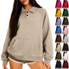 Women's Button-Up Collar Tops Cotton Women's Casual Fashion Long Sleeve With Pocketed Pullover Top Blouse