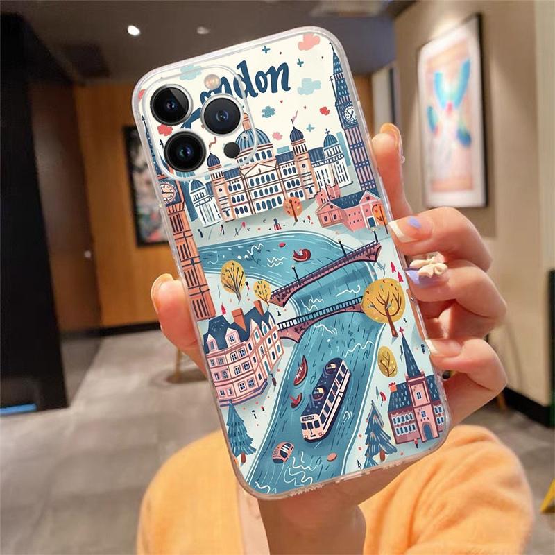Лондонская эстетика Чехол для телефона Carcasa Funda Для iPhone 17 Pro Max Air 16 15 14 13 Pro Max 15 16 Pro 15Plus Чехол