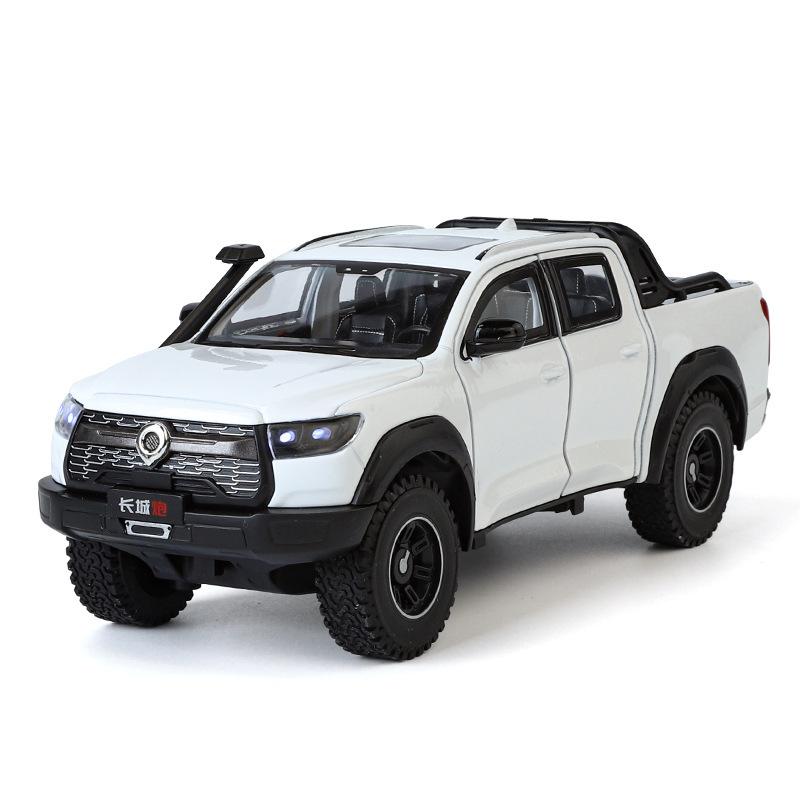 1/24 Great Wall Motor POER Pickup Alloy Car Model Diecast Metal Offroad Vehicles Car Model Simulation Sound Light Kids Toy Gift