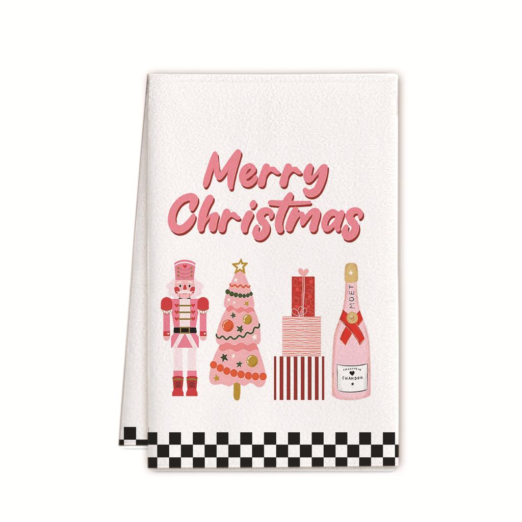 Рождественское полотенце 2025 новое трансграничное полотенце из микрофибры с принтом кухонное полотенце праздничное украшение