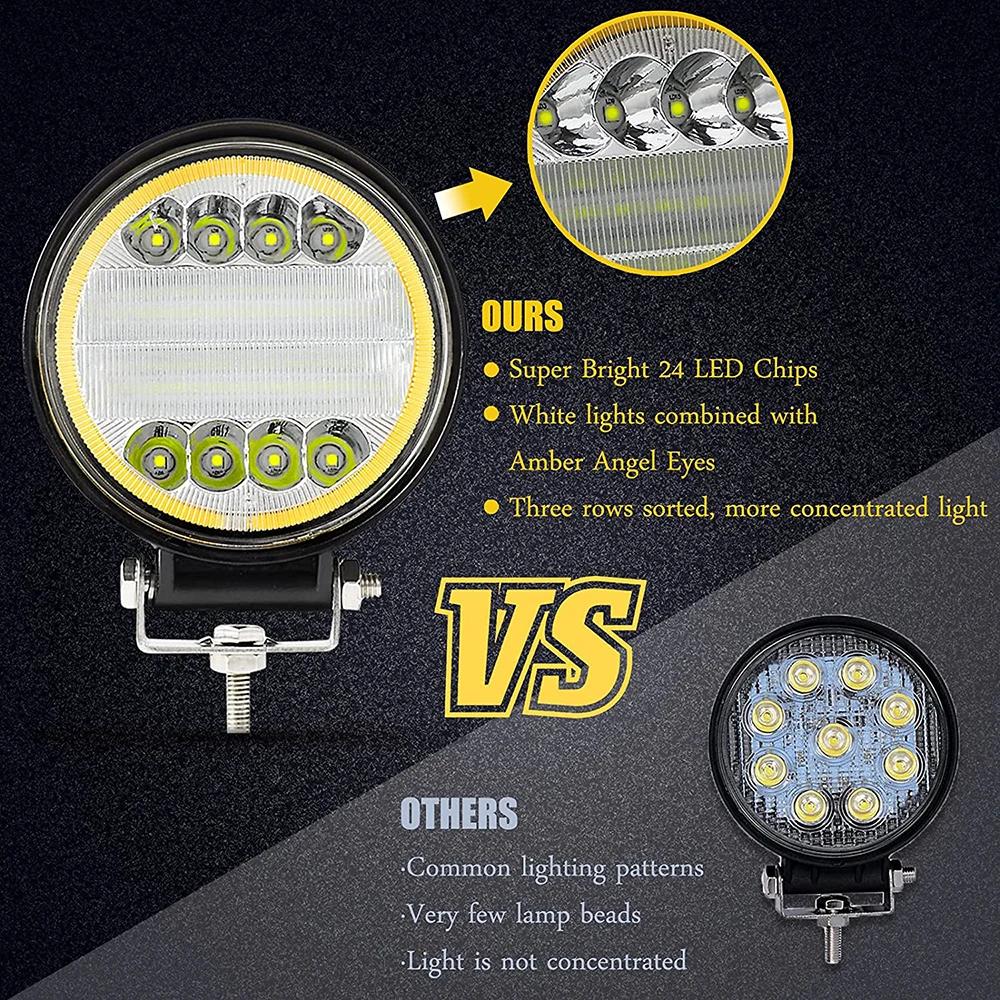 4-дюймовый светодиодный круглый квадратный точечный рабочий свет комбинированный прожектор для вождения белый янтарный противотуманный фонарь для грузовика внедорожника 4WD 4x4 внедорожный квадроцикл джип трактор