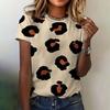 Летняя женская одежда футболка с 3D-принтом круглый вырез леопардовый принт короткий рукав повседневный топ свободная дышащая женская футболка