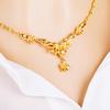 24k Gold Plated Women's Flower Necklace, Vietnamese Sand Gold Bridal Wedding Necklace, Brass Gold Plated Clavicle Necklace for Women