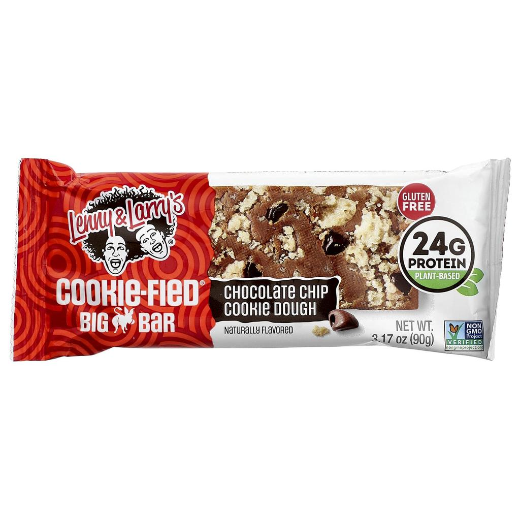 Lenny & Larry's Cookie-Fied® Big Bar, Chocolate Chip Cookie Dough, 12-Count, 90g (3.17oz) Each